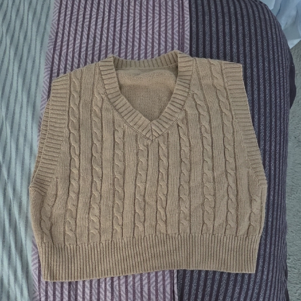 Cable Knit Tan Sweater Vest